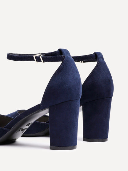 Leona Navy Faux Suede Court Heels