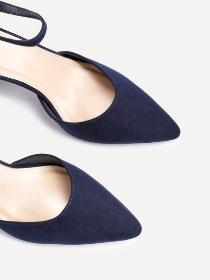 Leona Navy Faux Suede Court Heels