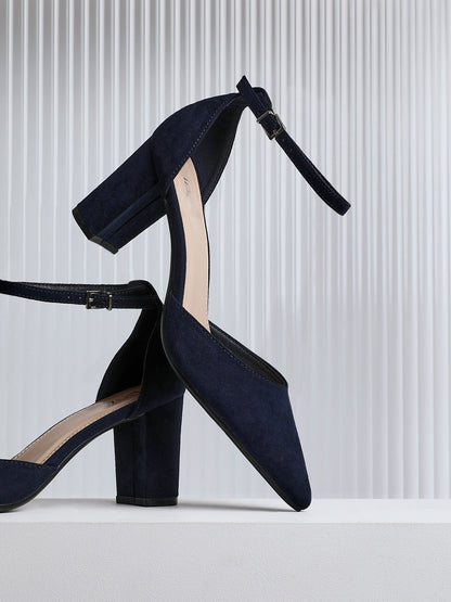 Leona Navy Faux Suede Court Heels