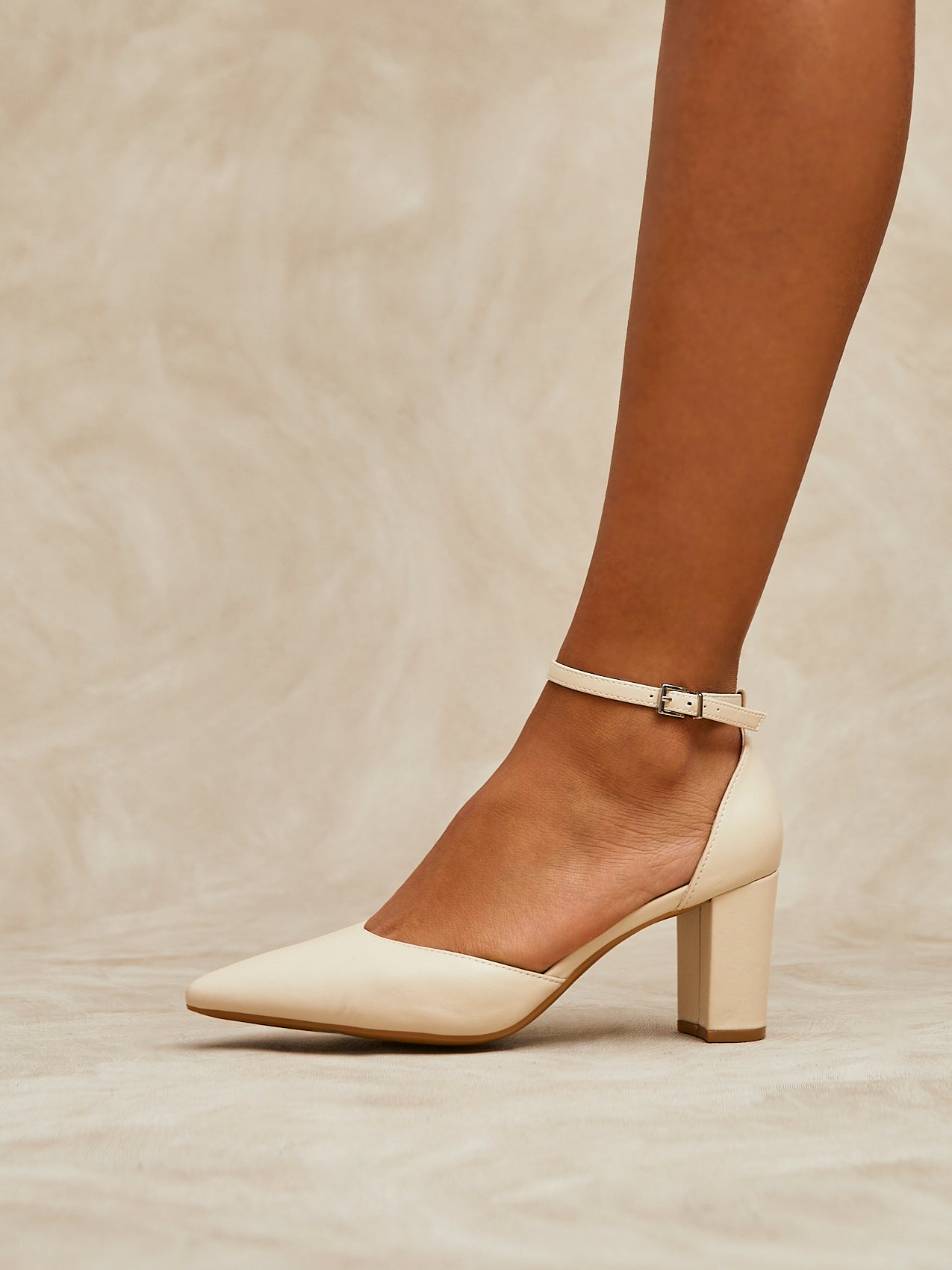 Leona Nude Faux Leather Court Heels