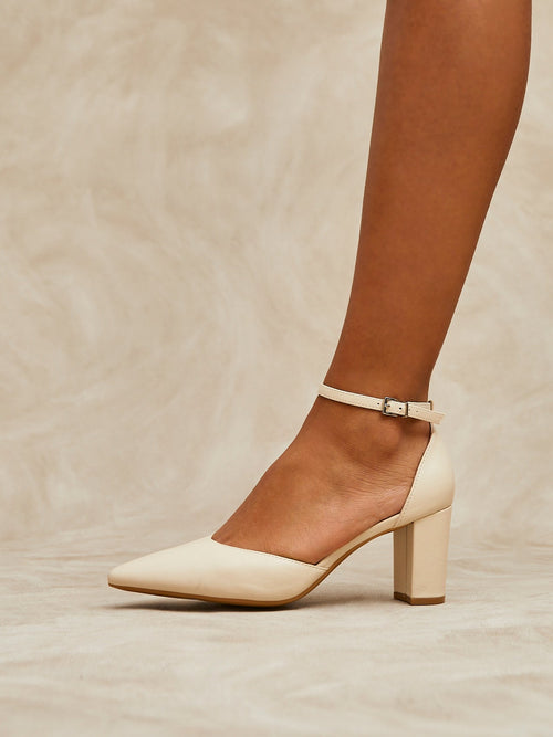 Leona Nude Faux Leather Court Heels