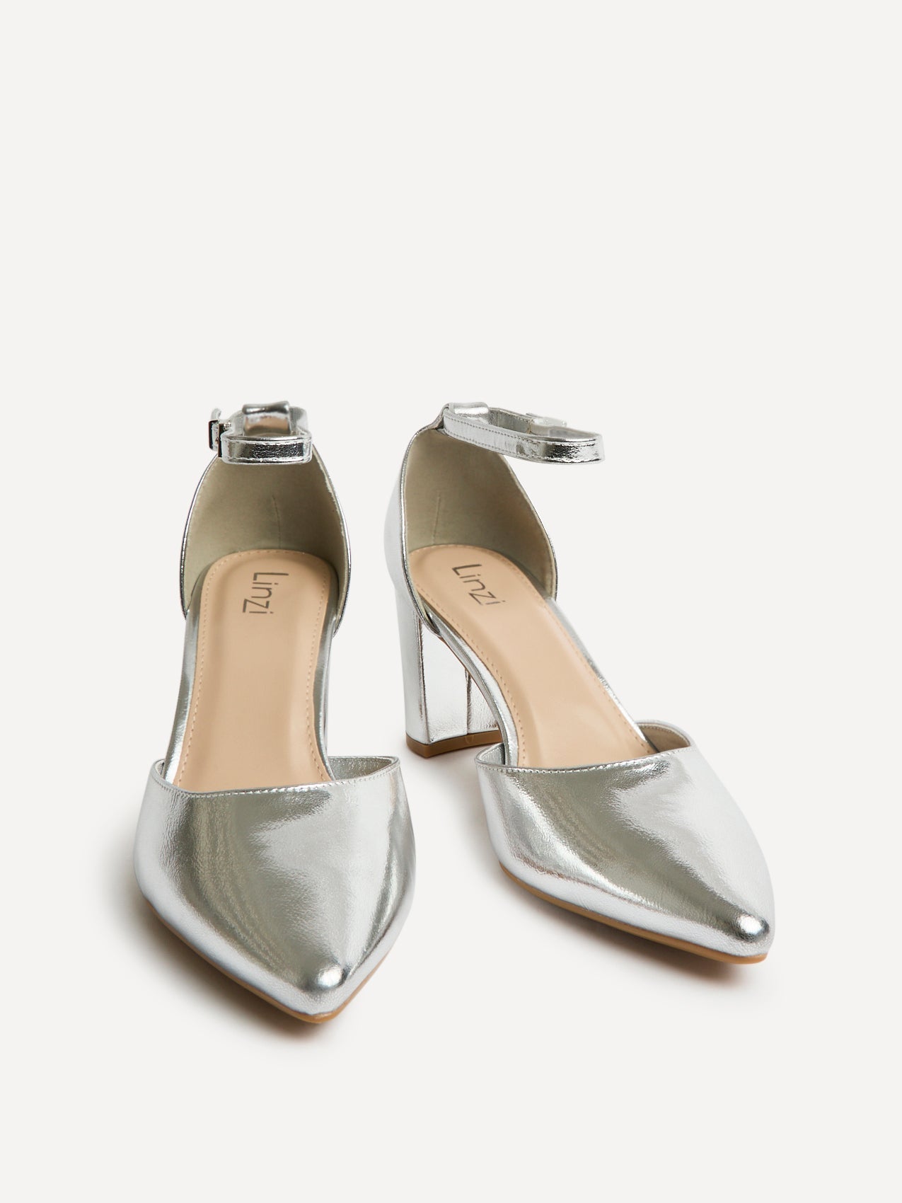 Leona Silver Faux Leather Court Heels
