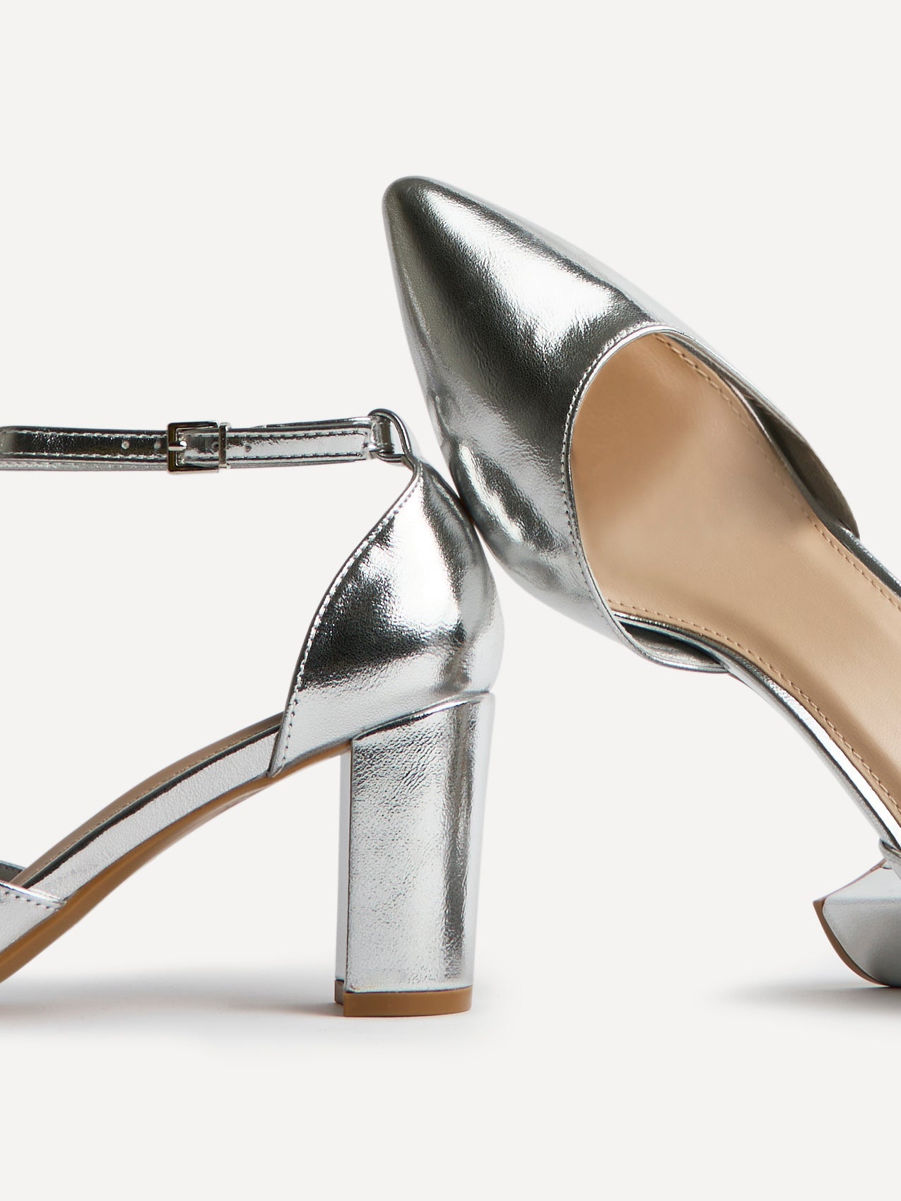 Leona Silver Faux Leather Court Heels