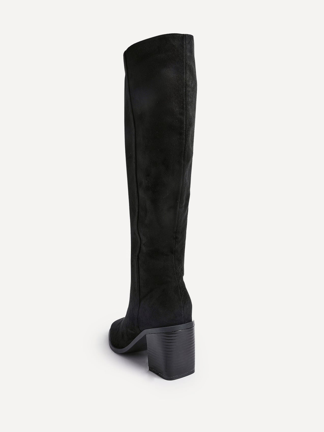 Levine Black Block Heeled Long Boots