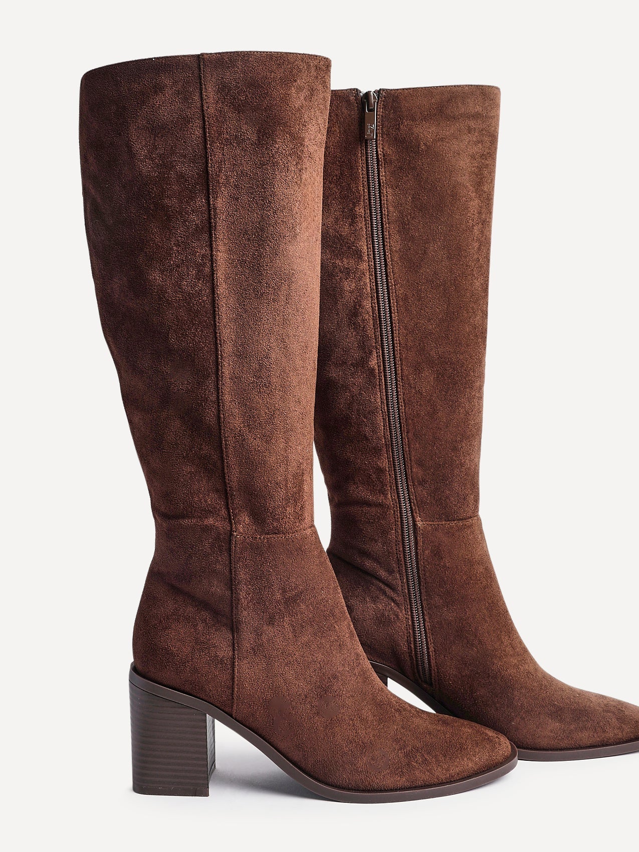 Levine Brown Block Heeled Long Boots