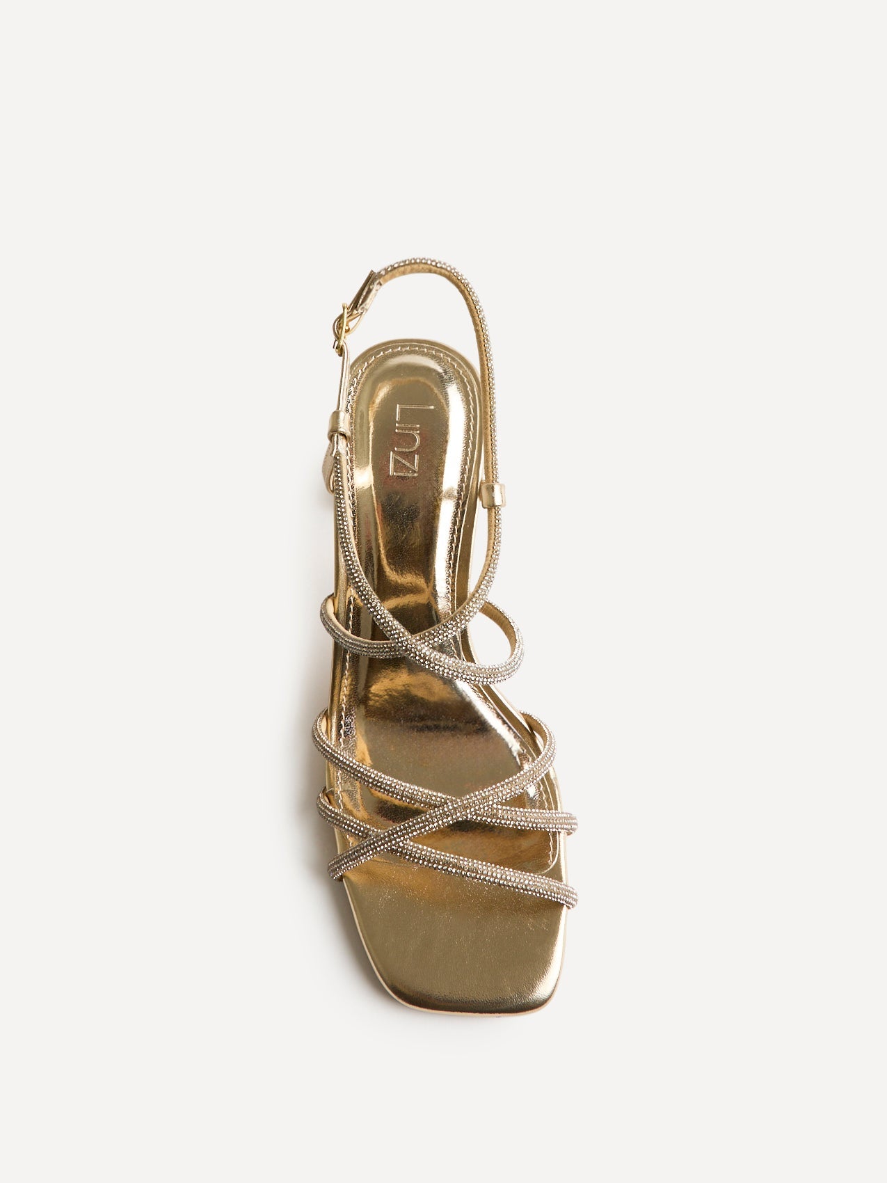 Leyla Gold Diamante Heeled Sandals
