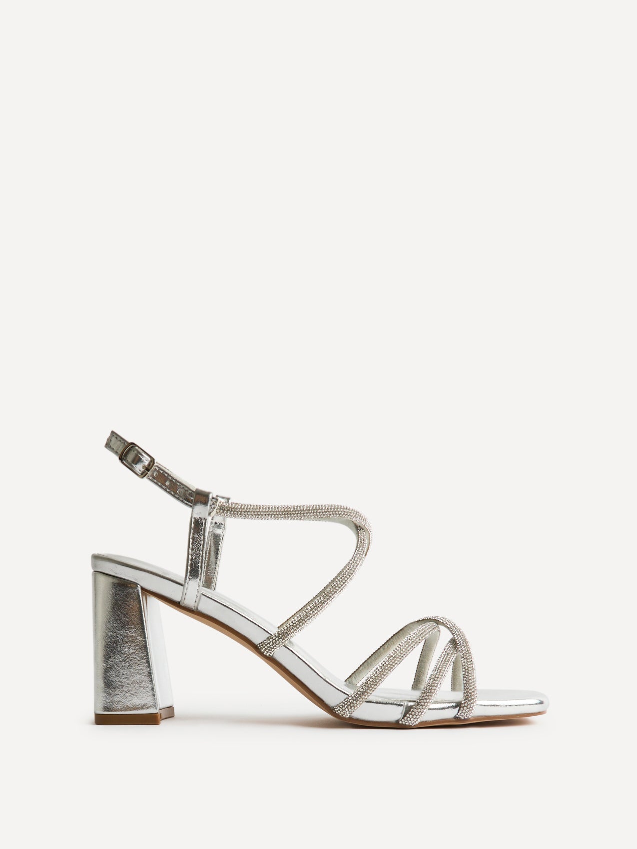 Leyla Silver Diamante Heeled Sandals