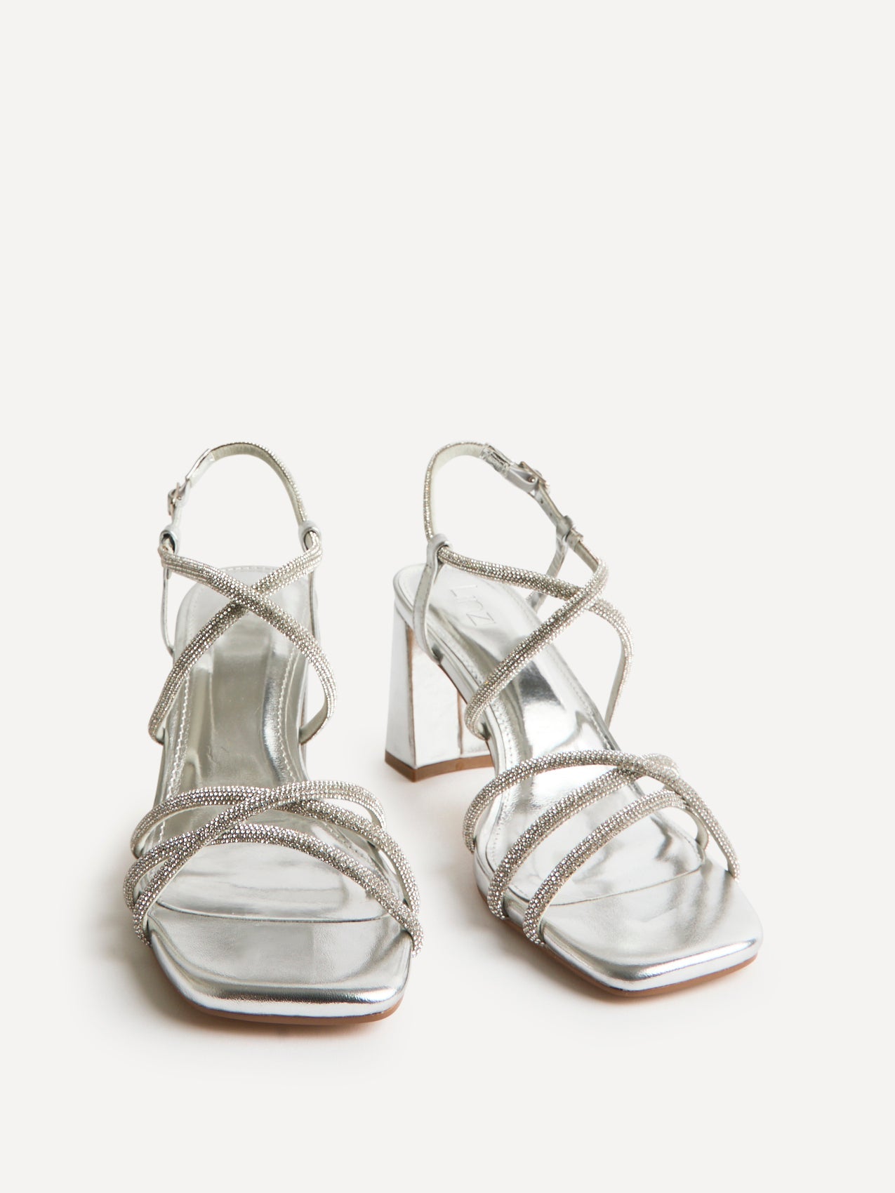 Leyla Silver Diamante Heeled Sandals