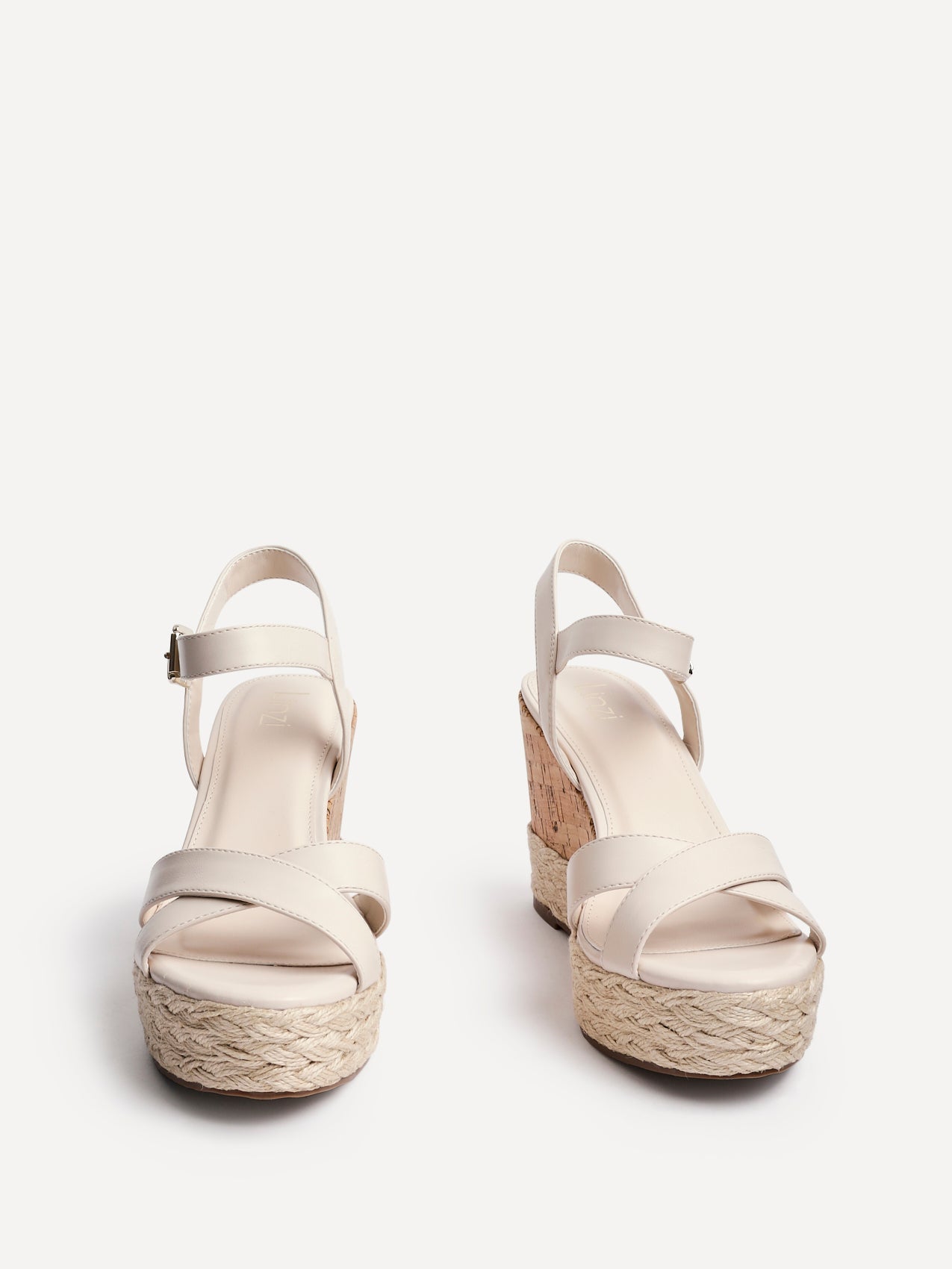 Lilia Nude Crossover Cork Wedges