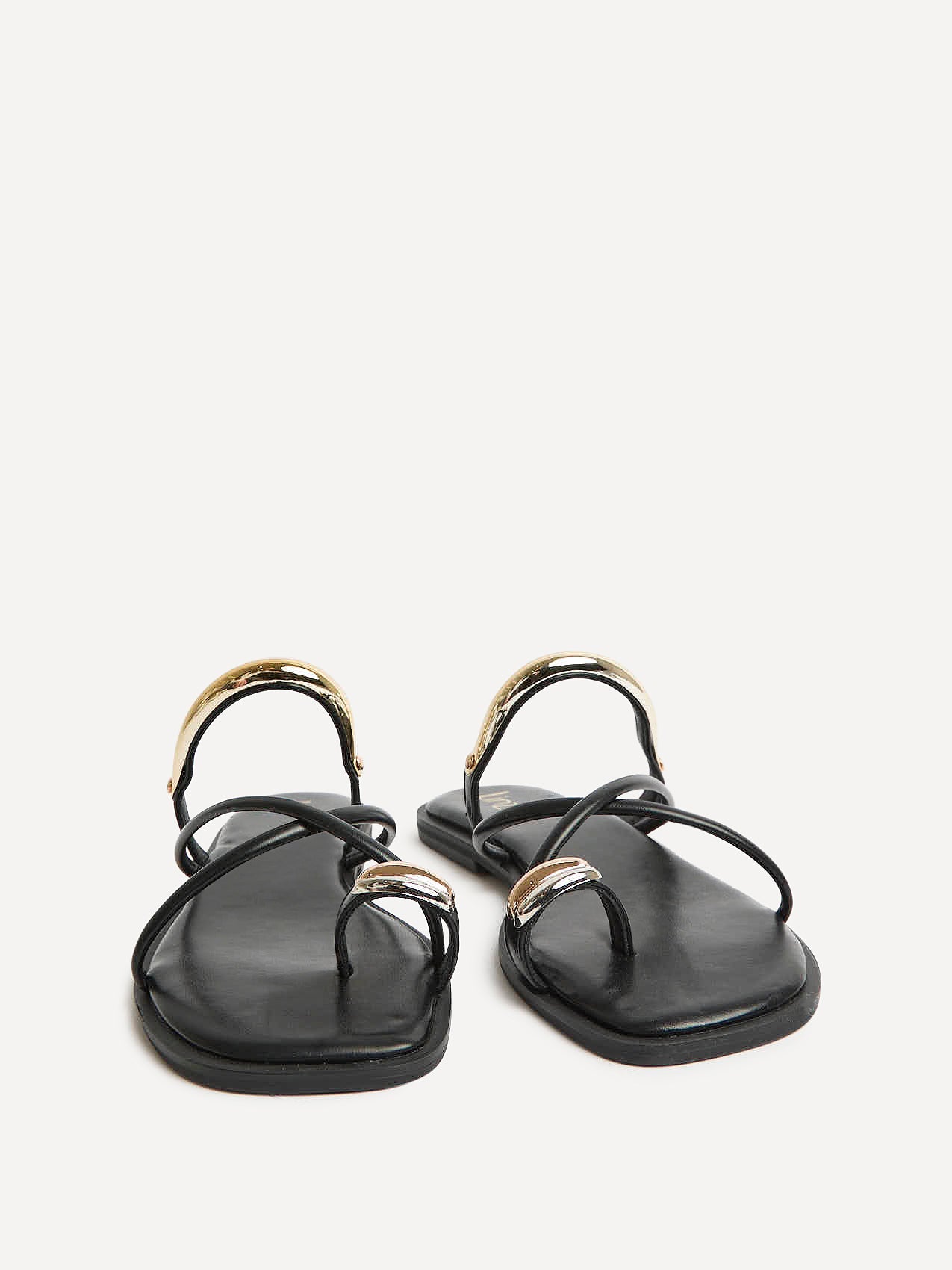 Lillie Black Toe Ring Flat Sandals