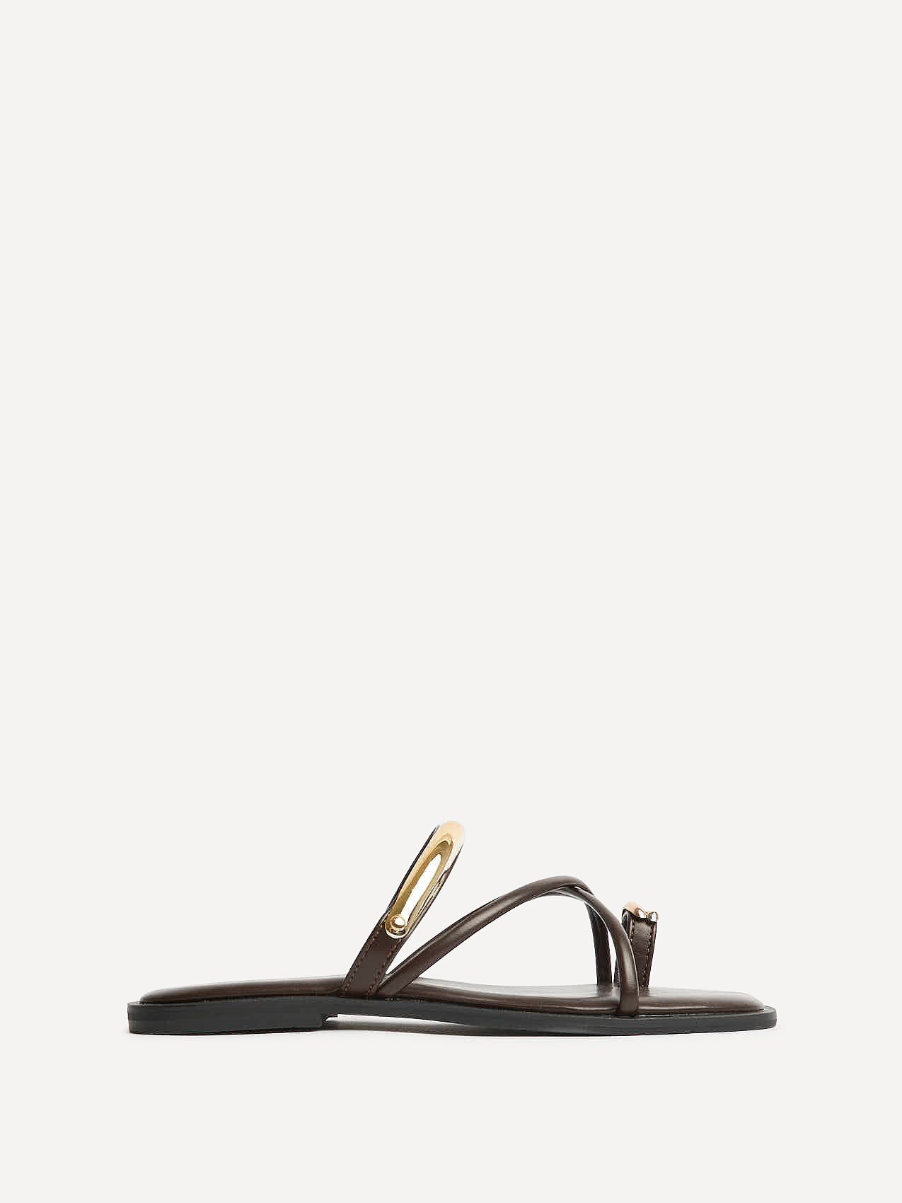 Lillie Brown Toe Ring Flat Sandals