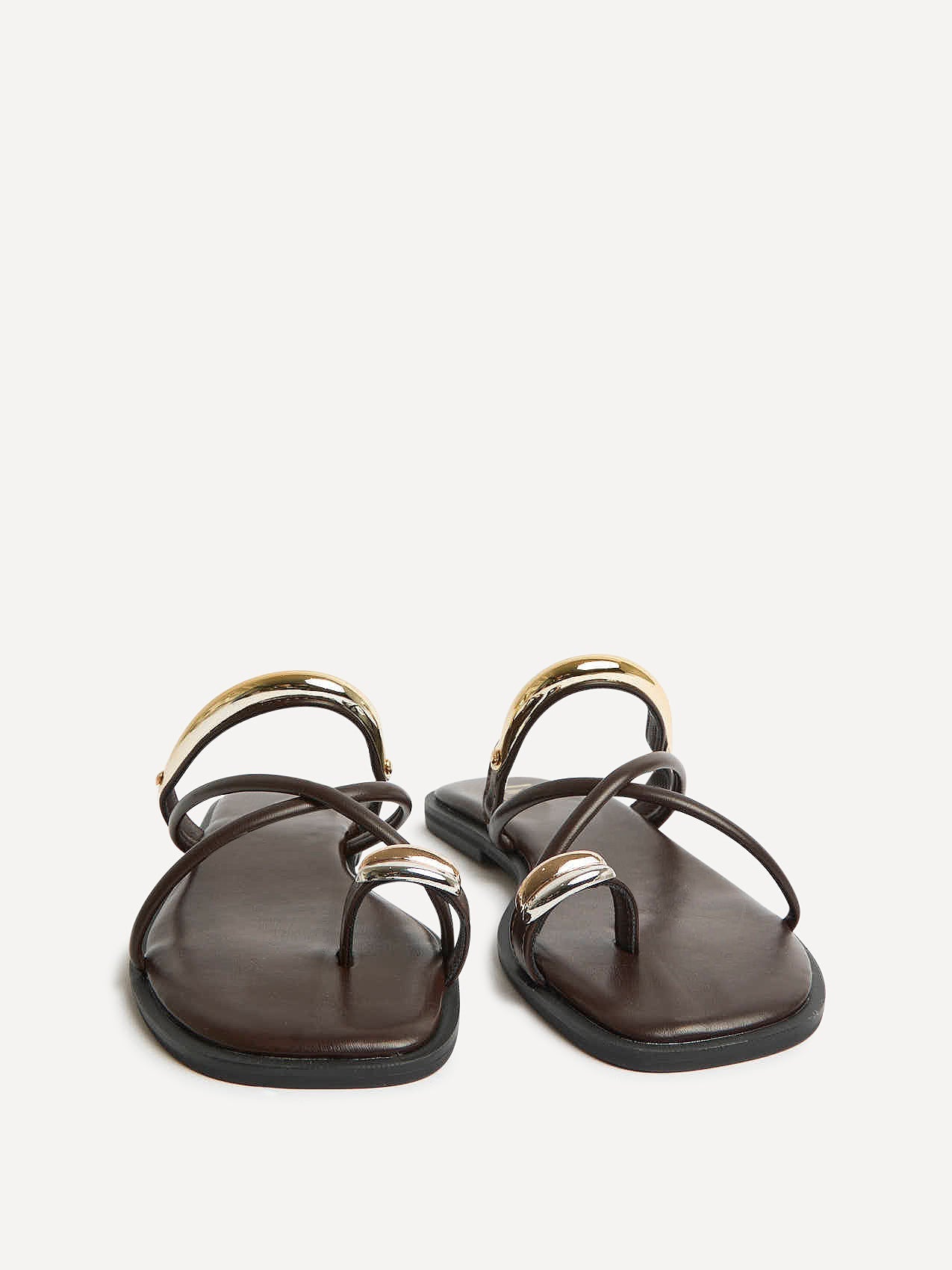 Lillie Brown Toe Ring Flat Sandals