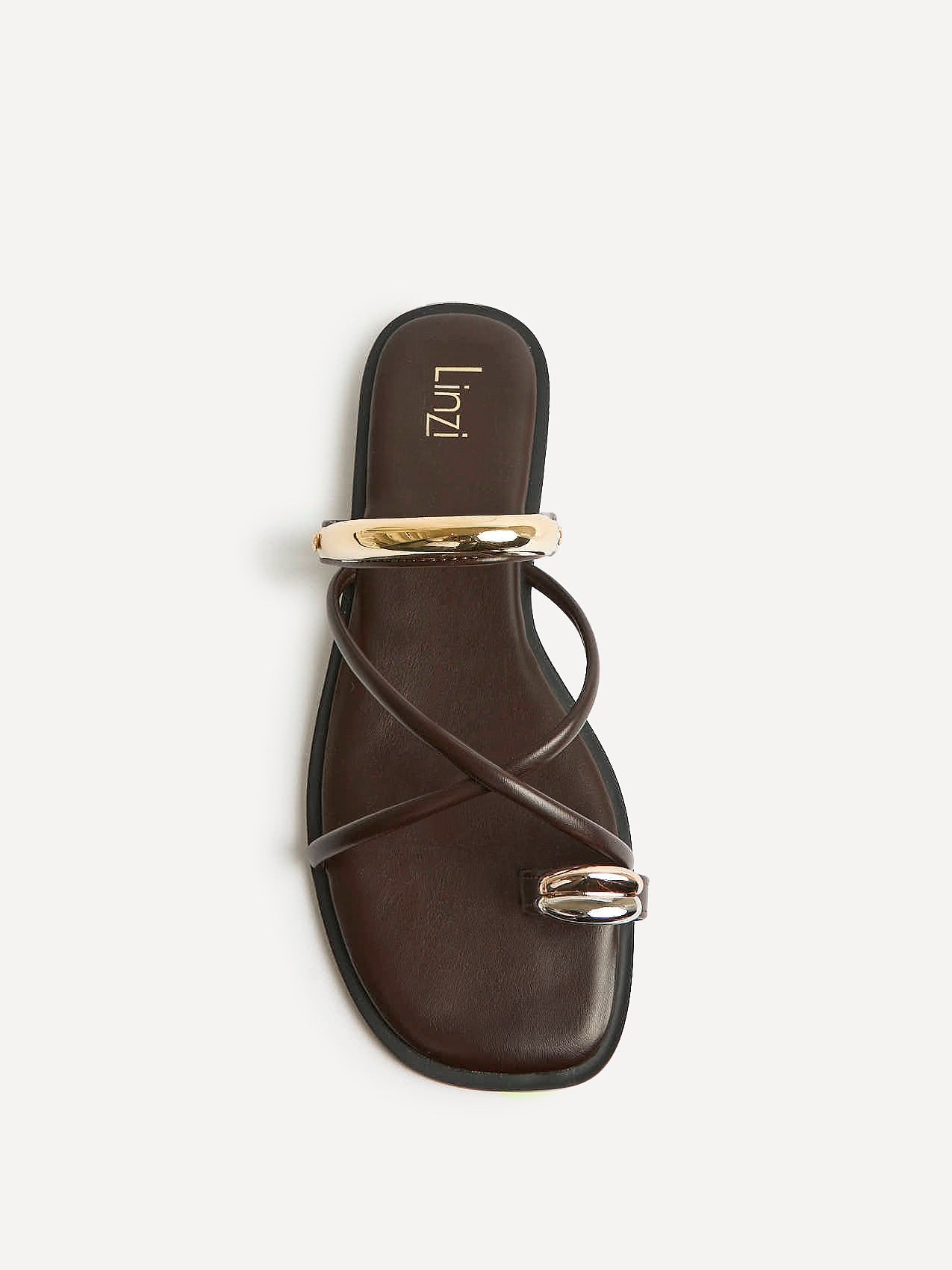 Lillie Brown Toe Ring Flat Sandals