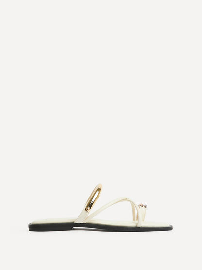 Lillie Ivory Toe Ring Flat Sandals