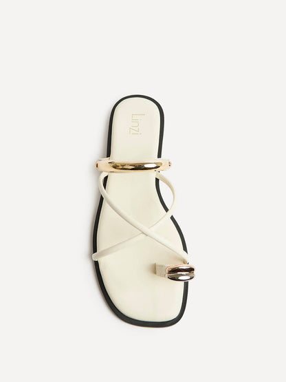 Lillie Ivory Toe Ring Flat Sandals