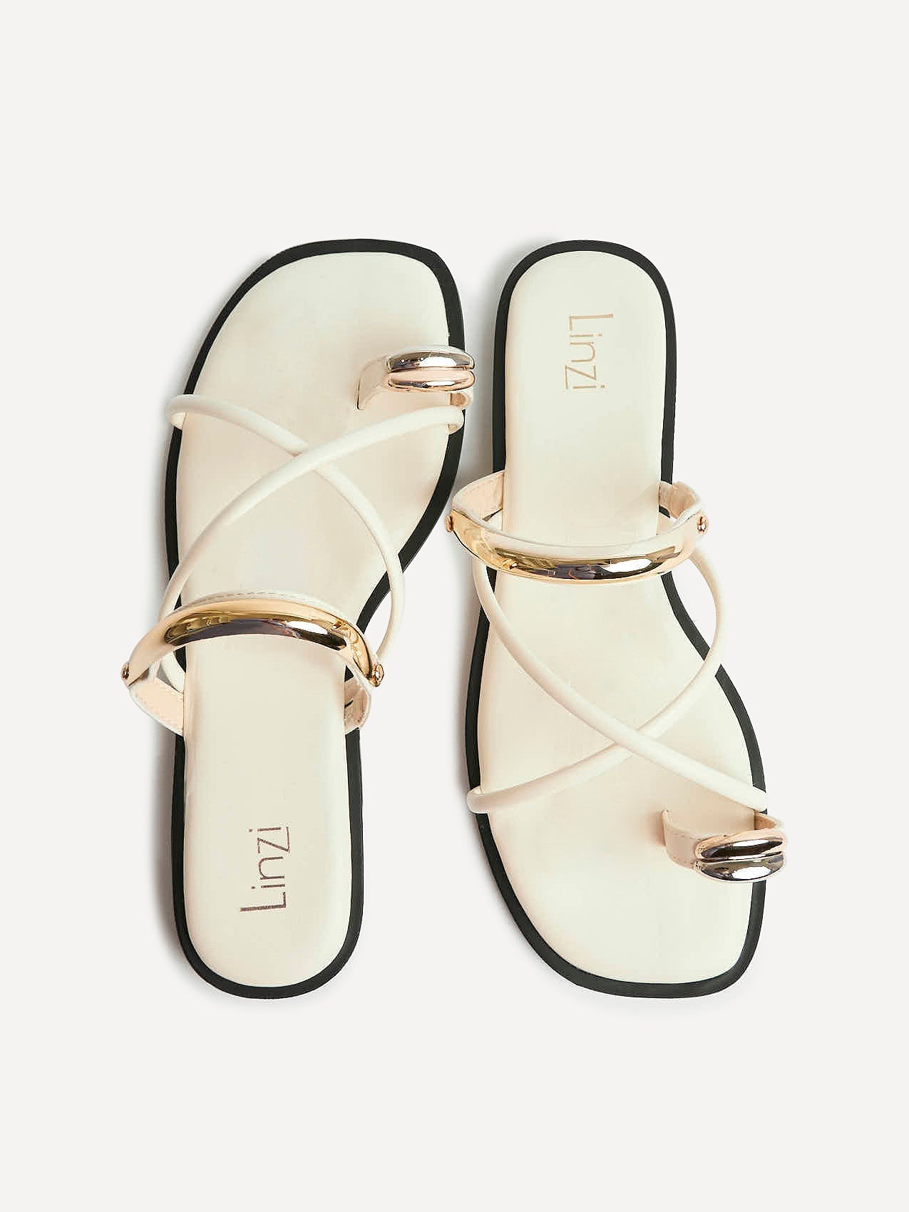 Lillie Ivory Toe Ring Flat Sandals