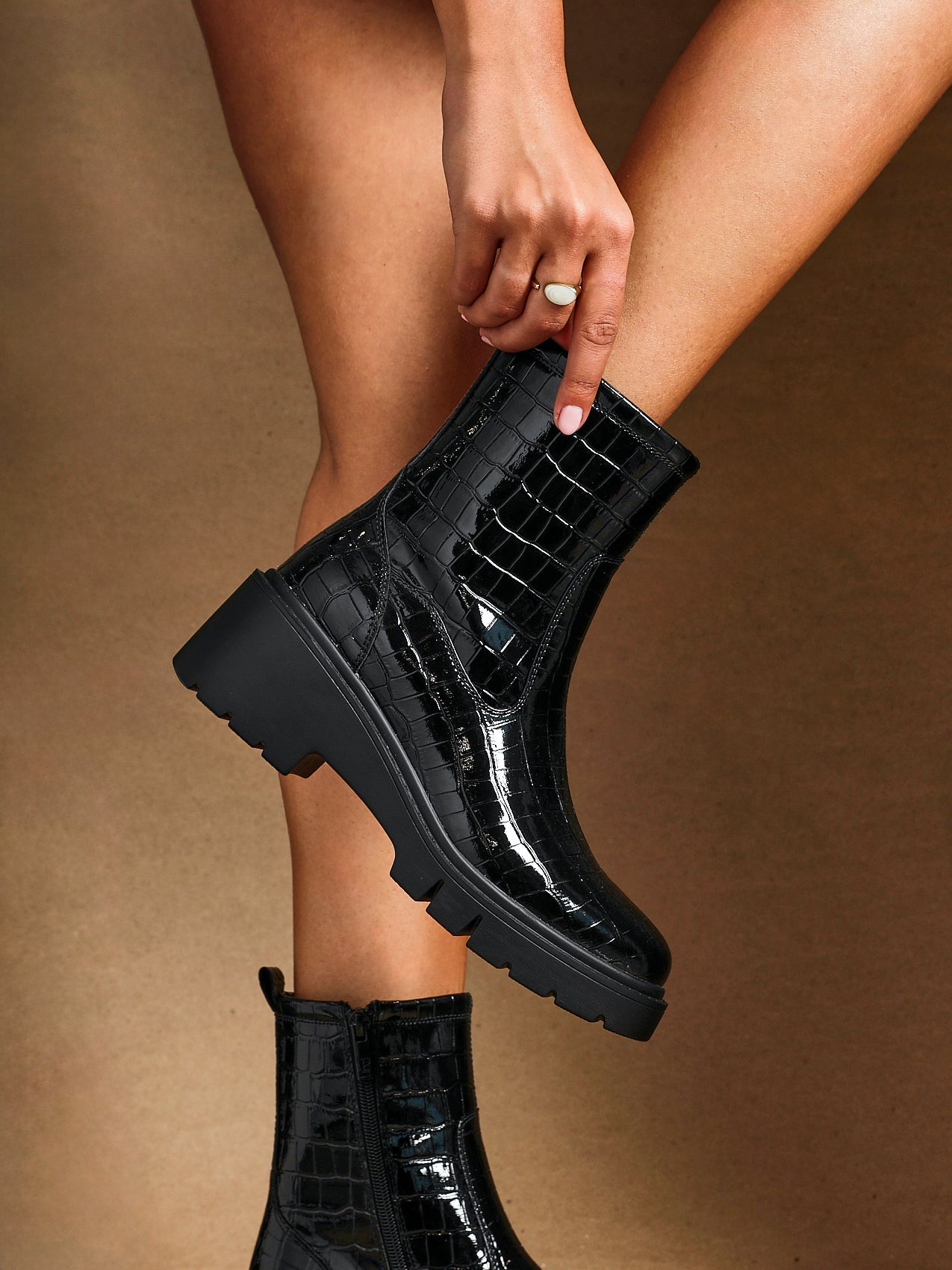 Limited Black Croc Ankle Boots