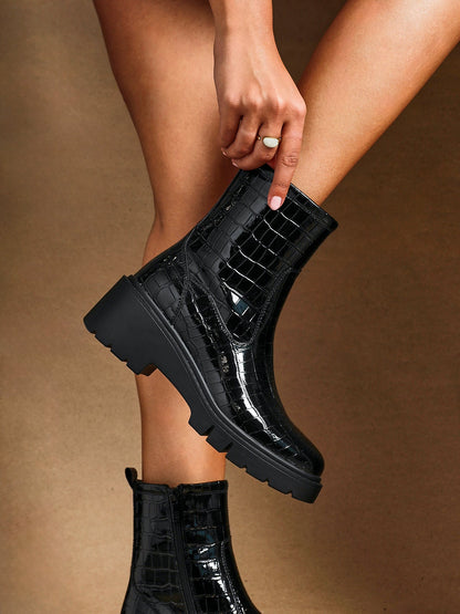 Limited Black Croc Ankle Boots