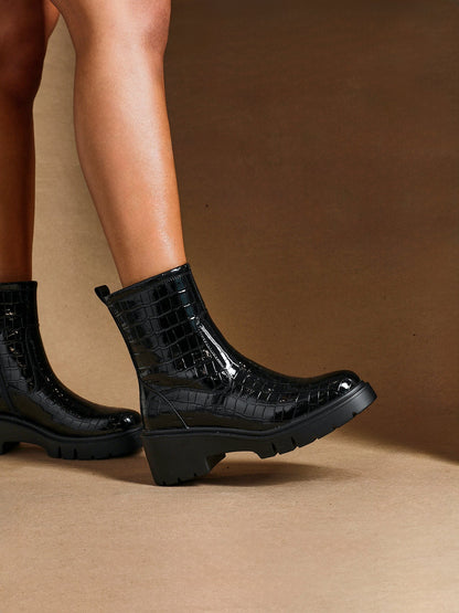 Limited Black Croc Ankle Boots