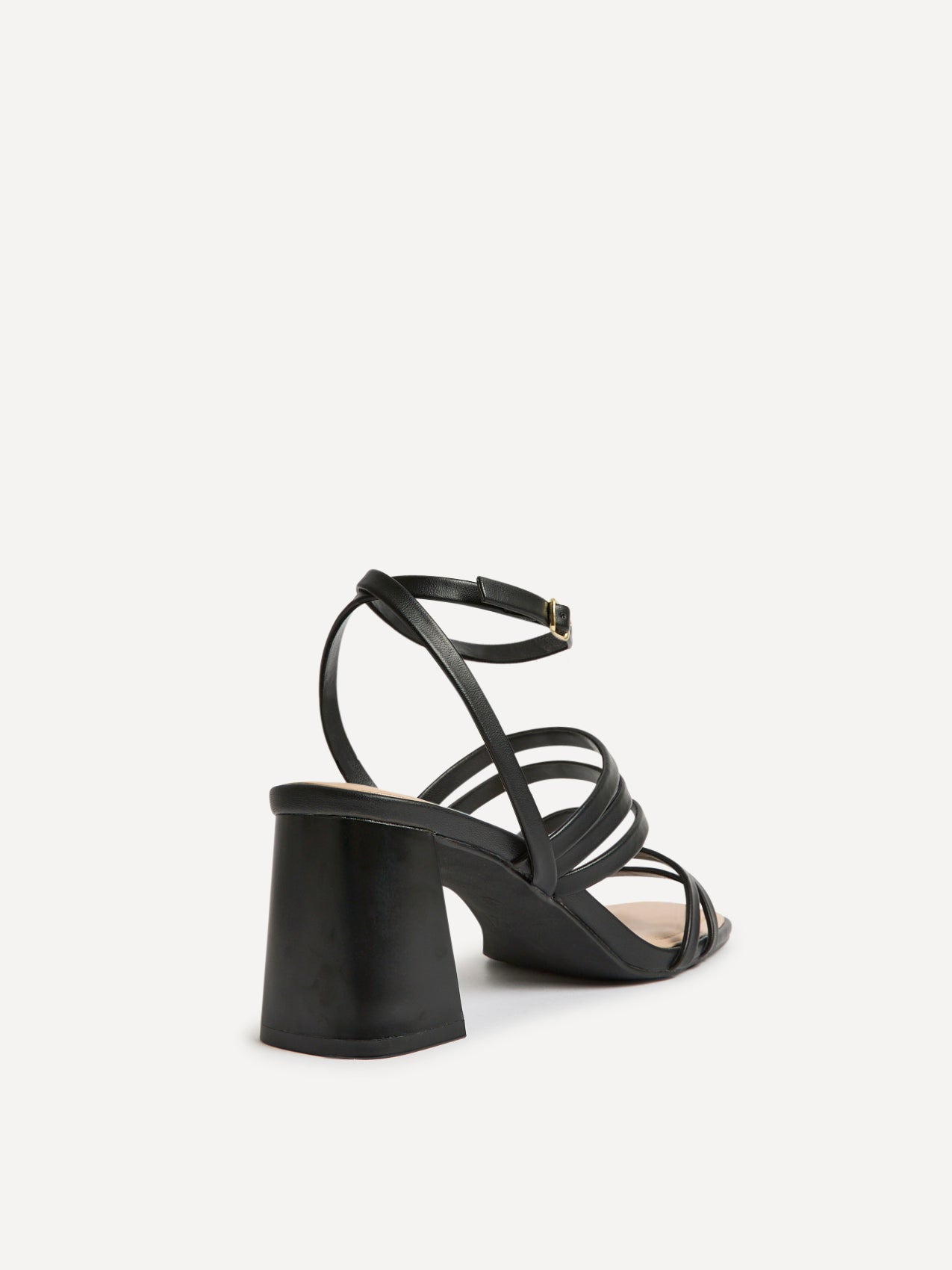 Liora Black Faux Leather Heeled Sandals
