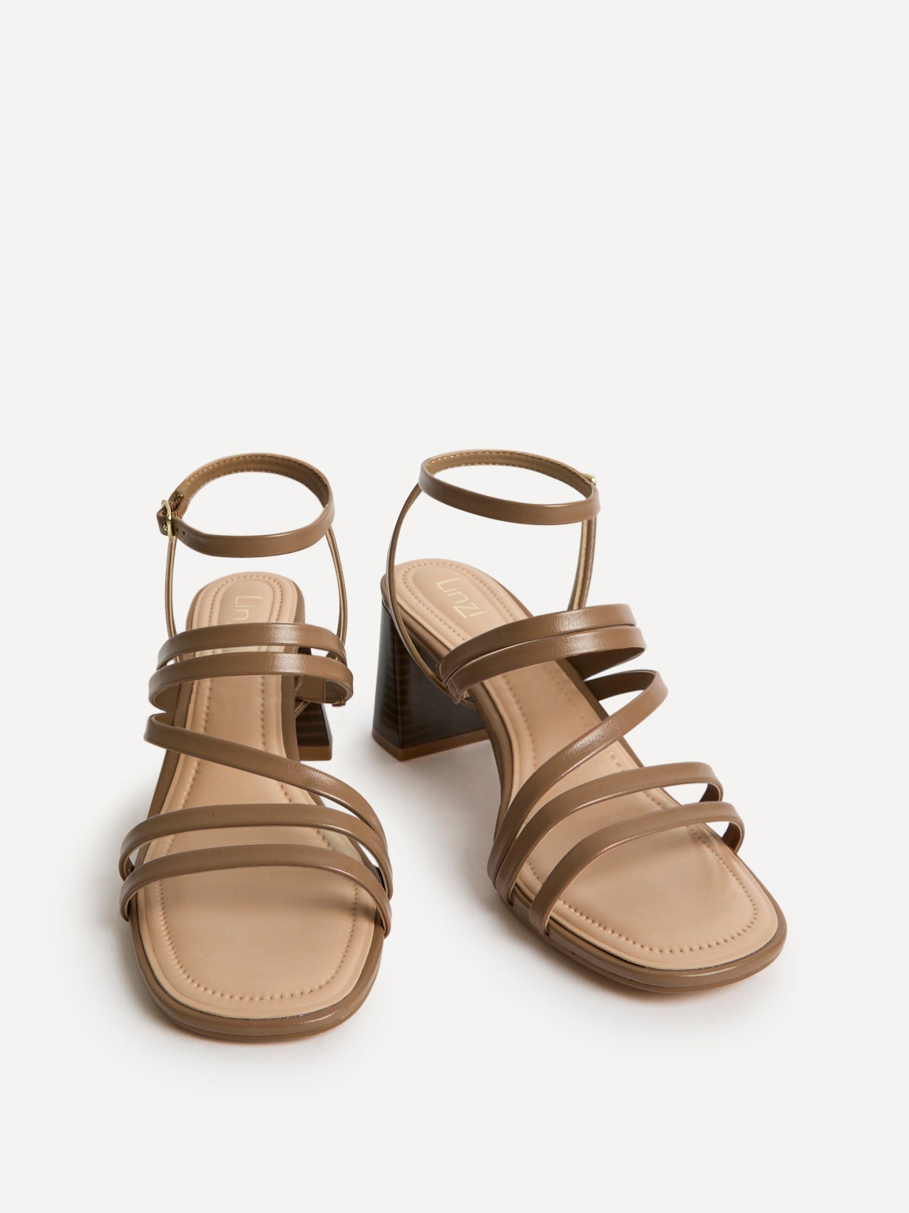 Liora Taupe Faux Leather Heeled Sandals