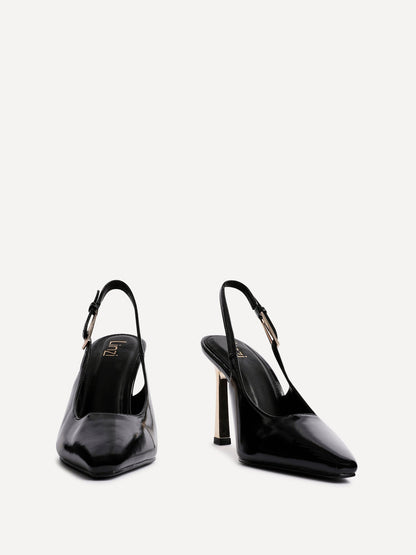Lizzie Black Stiletto Court Heels