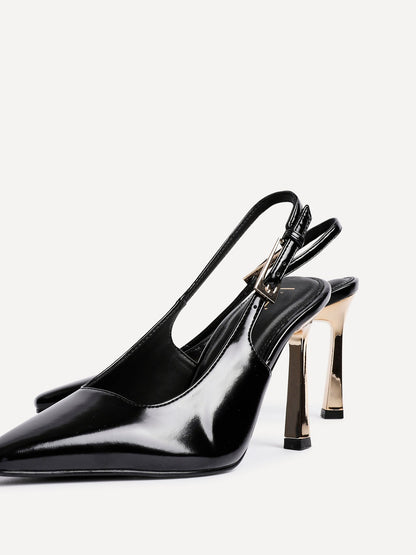 Lizzie Black Stiletto Court Heels