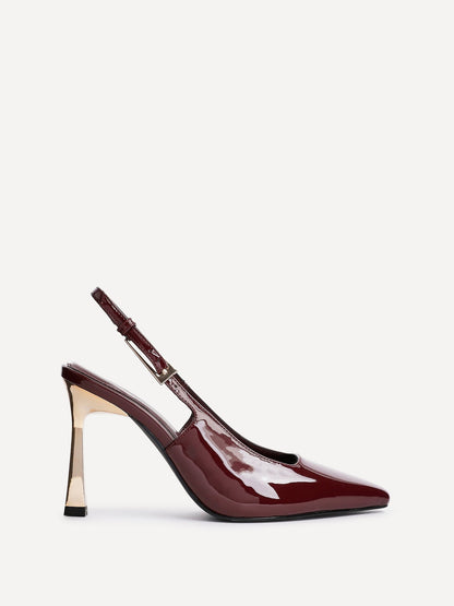 Lizzie Burgundy Stiletto Court Heels