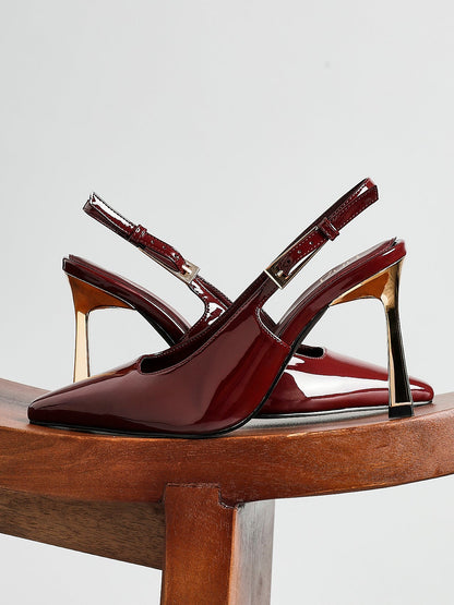 Lizzie Burgundy Stiletto Court Heels