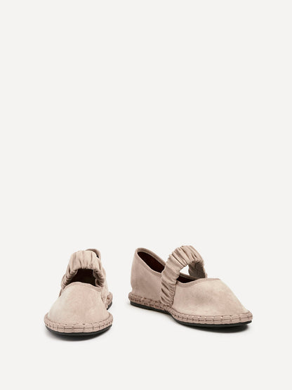 Lorella Beige Faux Suede Mary Jane Pumps