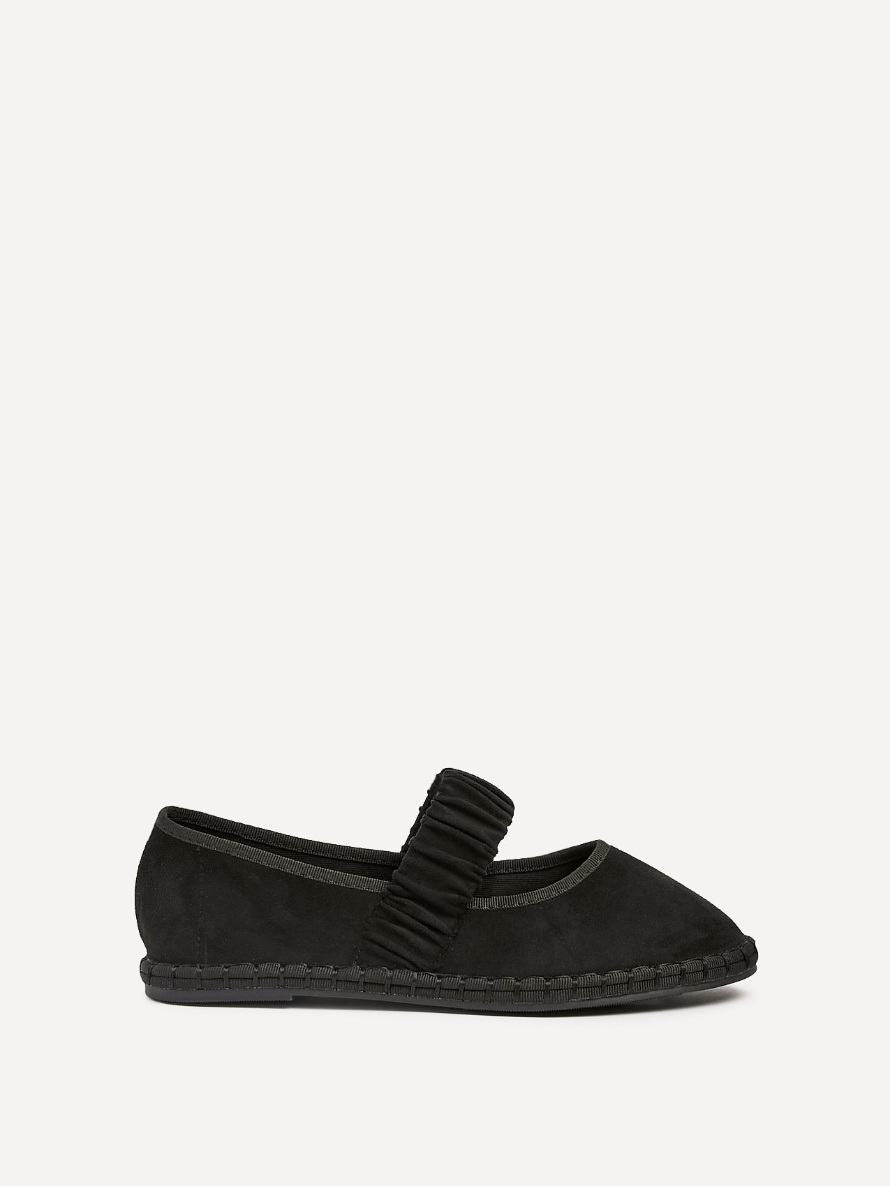 Lorella Black Faux Suede Mary Jane Pumps