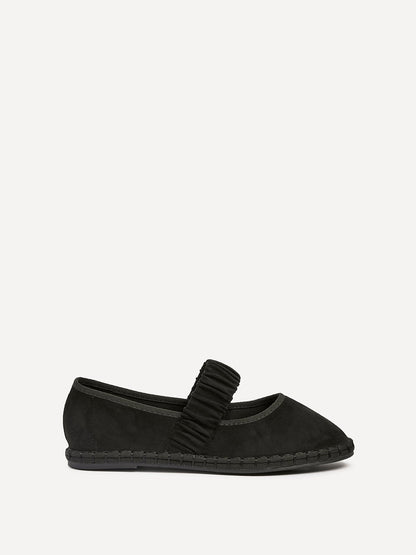 Lorella Black Faux Suede Mary Jane Pumps