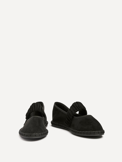 Lorella Black Faux Suede Mary Jane Pumps