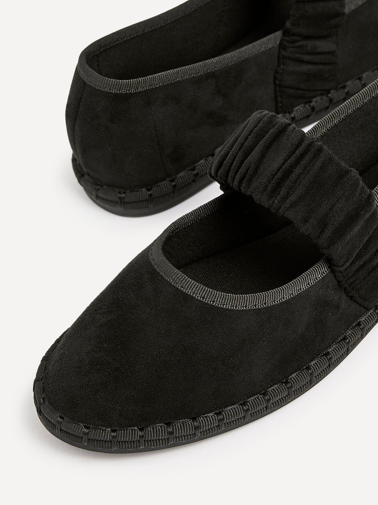 Lorella Black Faux Suede Mary Jane Pumps