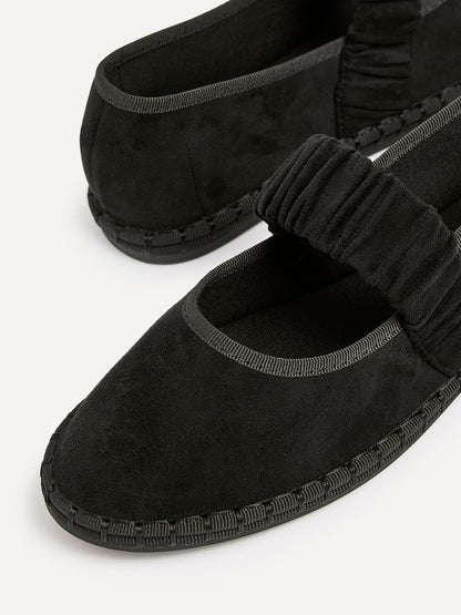 Lorella Black Faux Suede Mary Jane Pumps