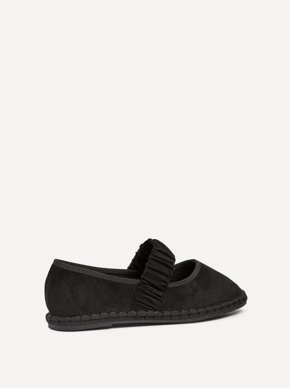 Lorella Black Faux Suede Mary Jane Pumps