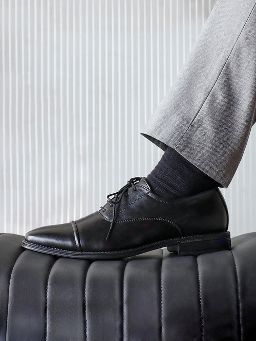 Lorenzo Mens Black Faux Leather Shoes