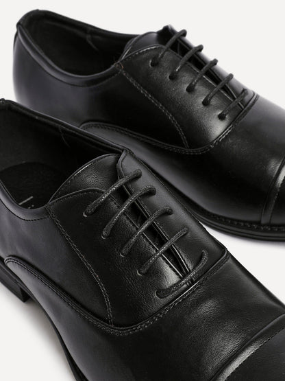 Lorenzo Mens Black Faux Leather Shoes