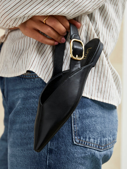 Lorna Black Faux Leather Ballet Flats