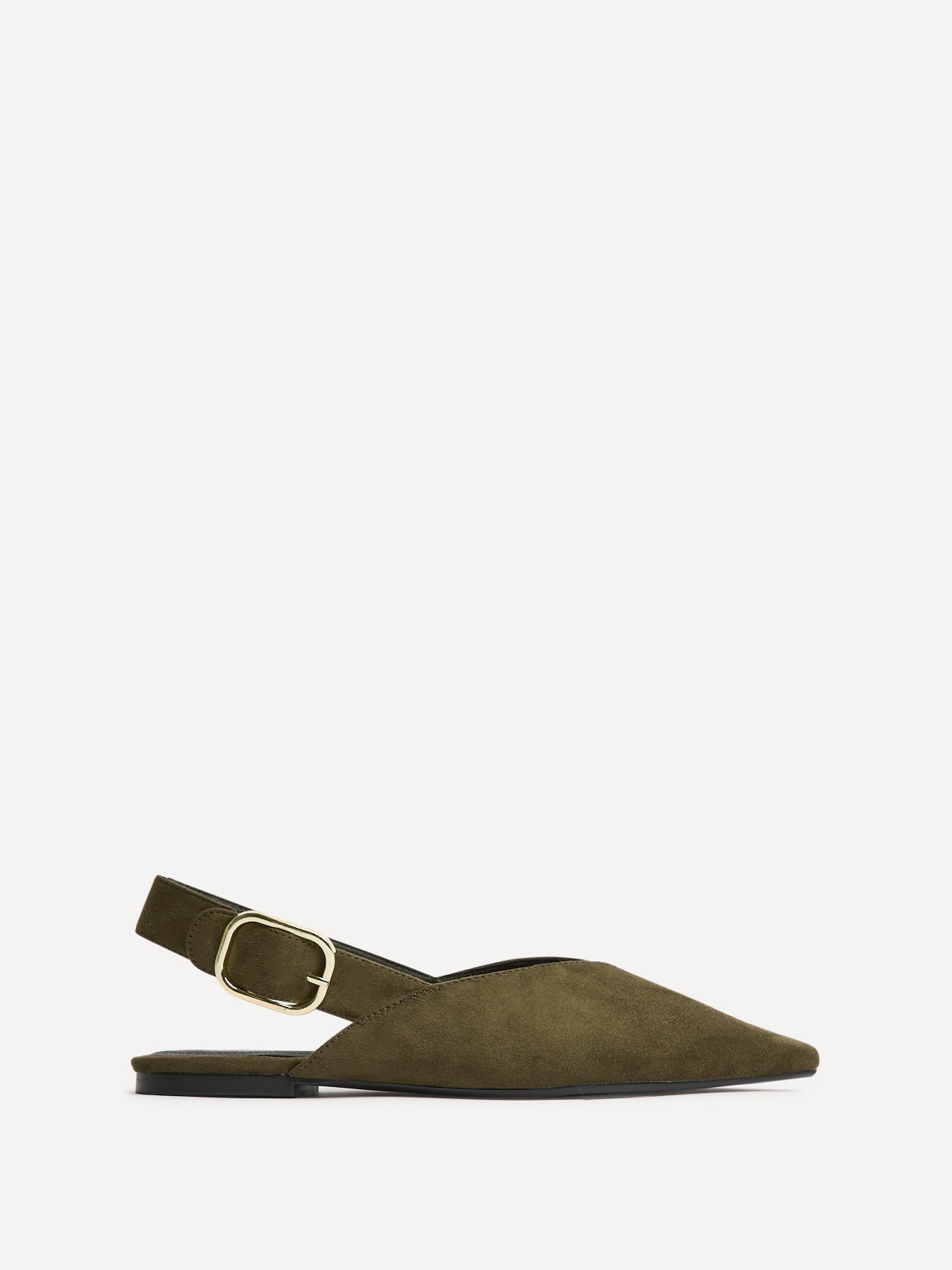 Lorna Khaki Faux Suede Ballet Flats