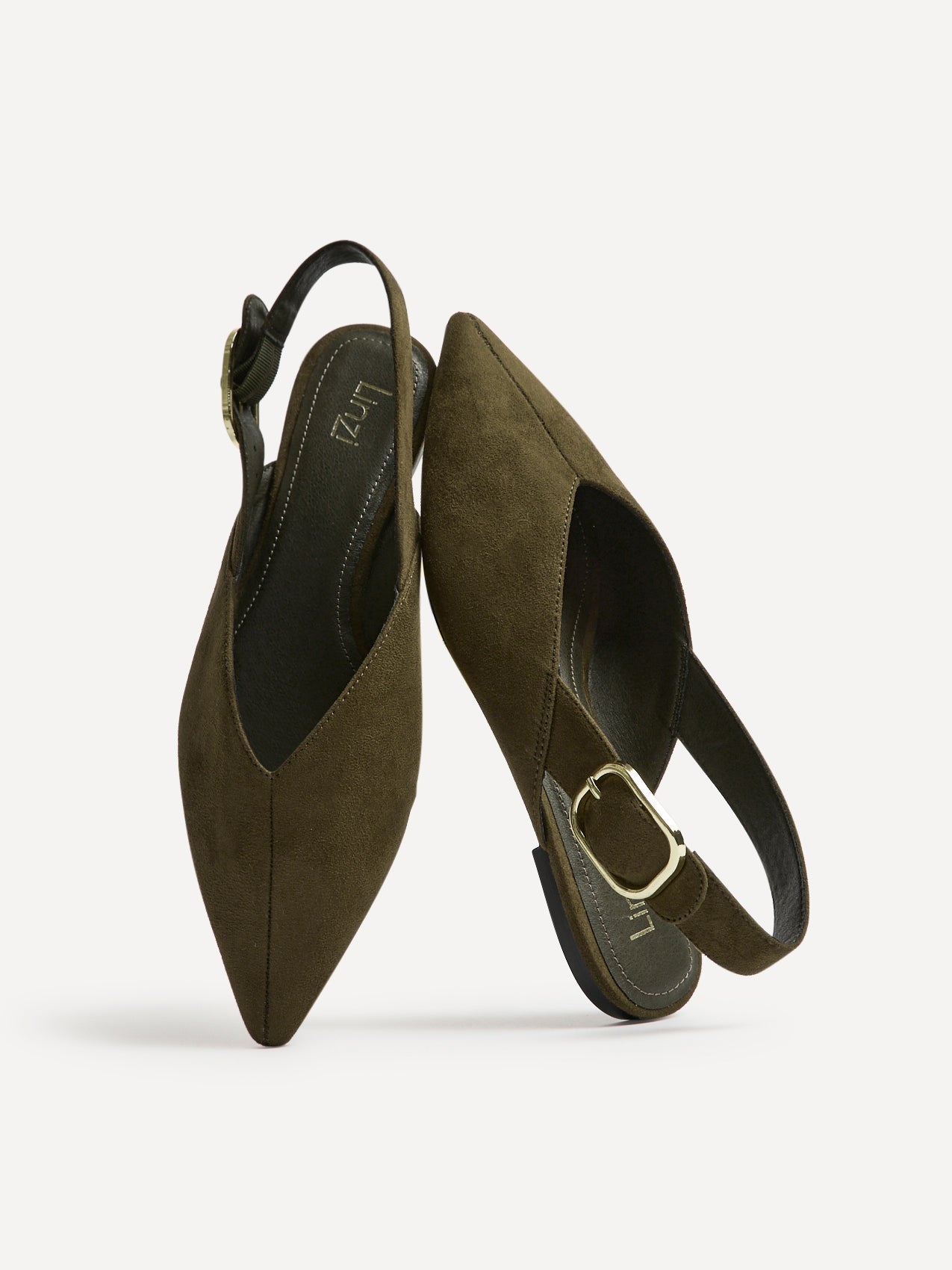 Lorna Khaki Faux Suede Ballet Flats