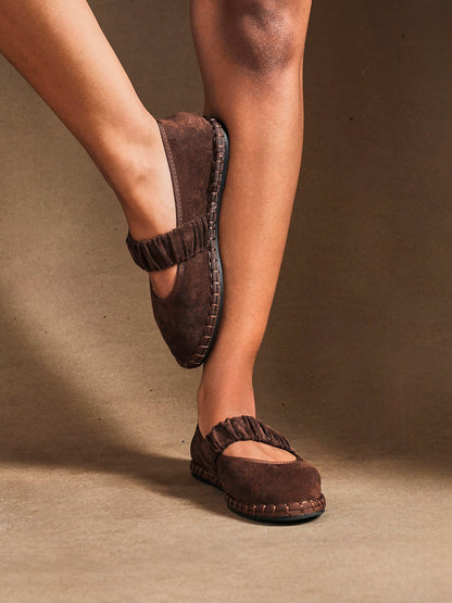 Lorella Brown Faux Suede Mary Jane Pumps