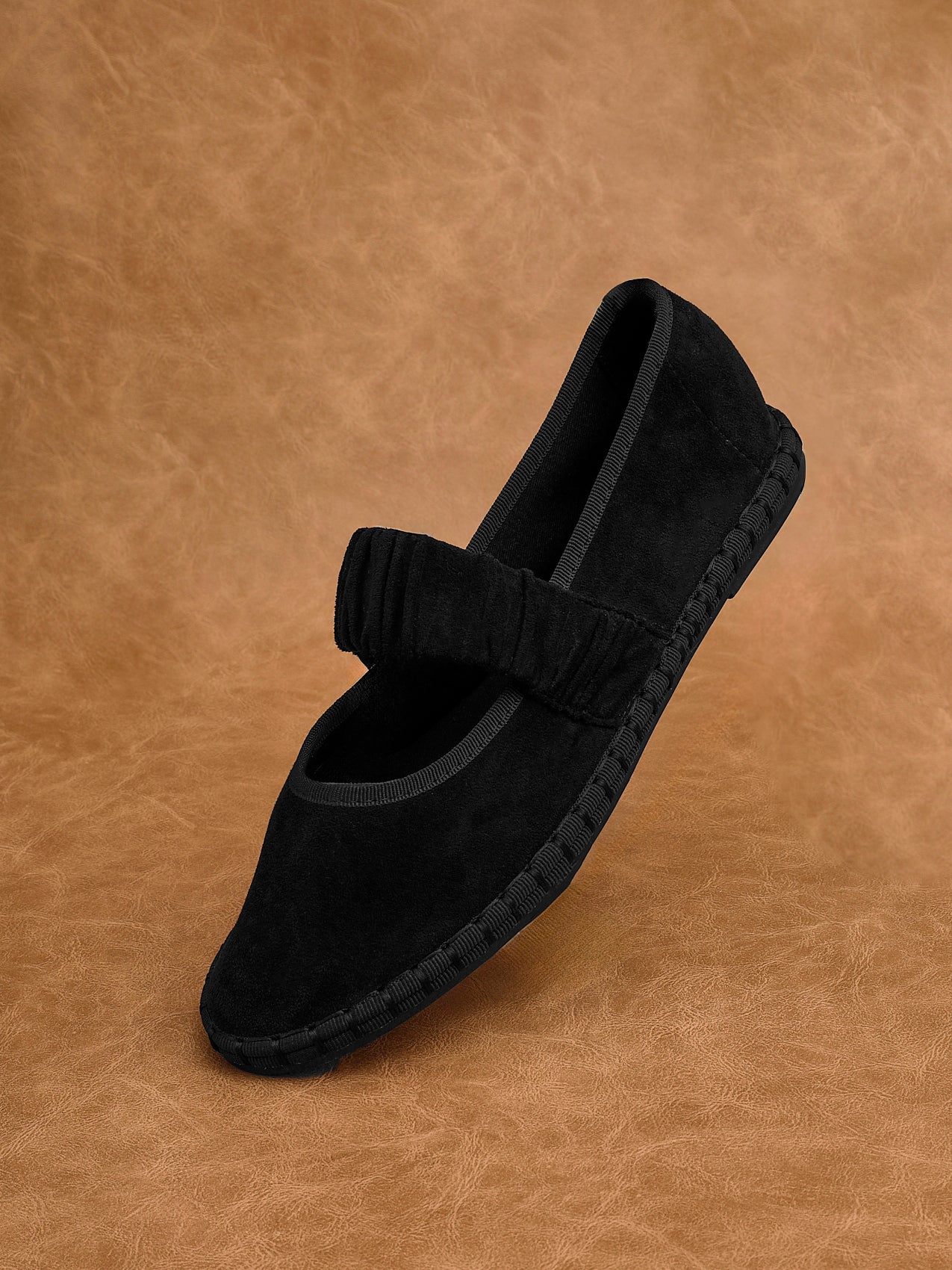 Lorella Black Faux Suede Mary Jane Pumps