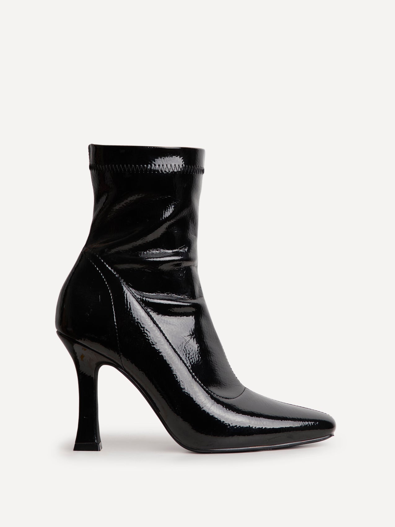 Lovato Black Faux Leather Patent Sock Boots