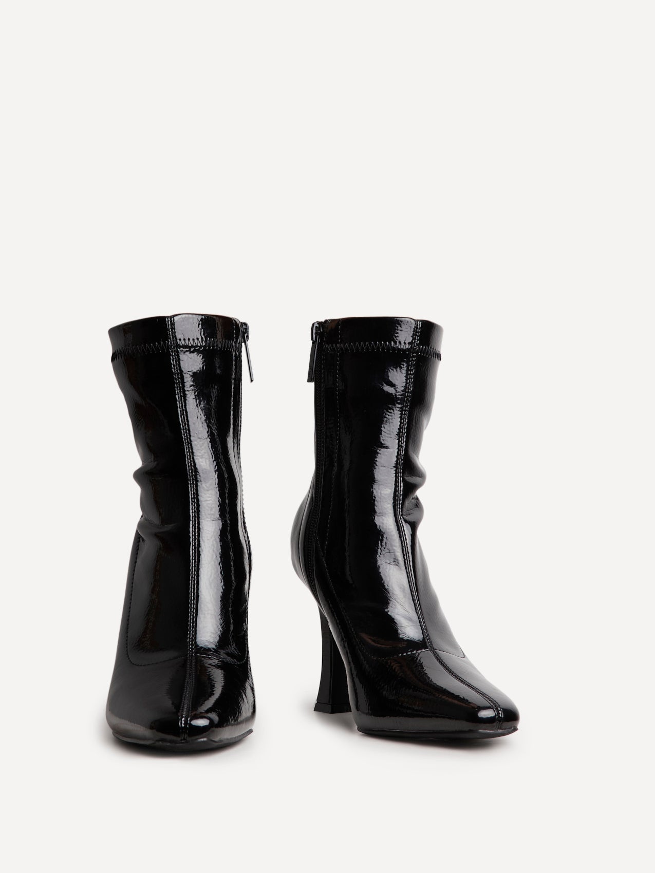 Lovato Black Faux Leather Patent Sock Boots