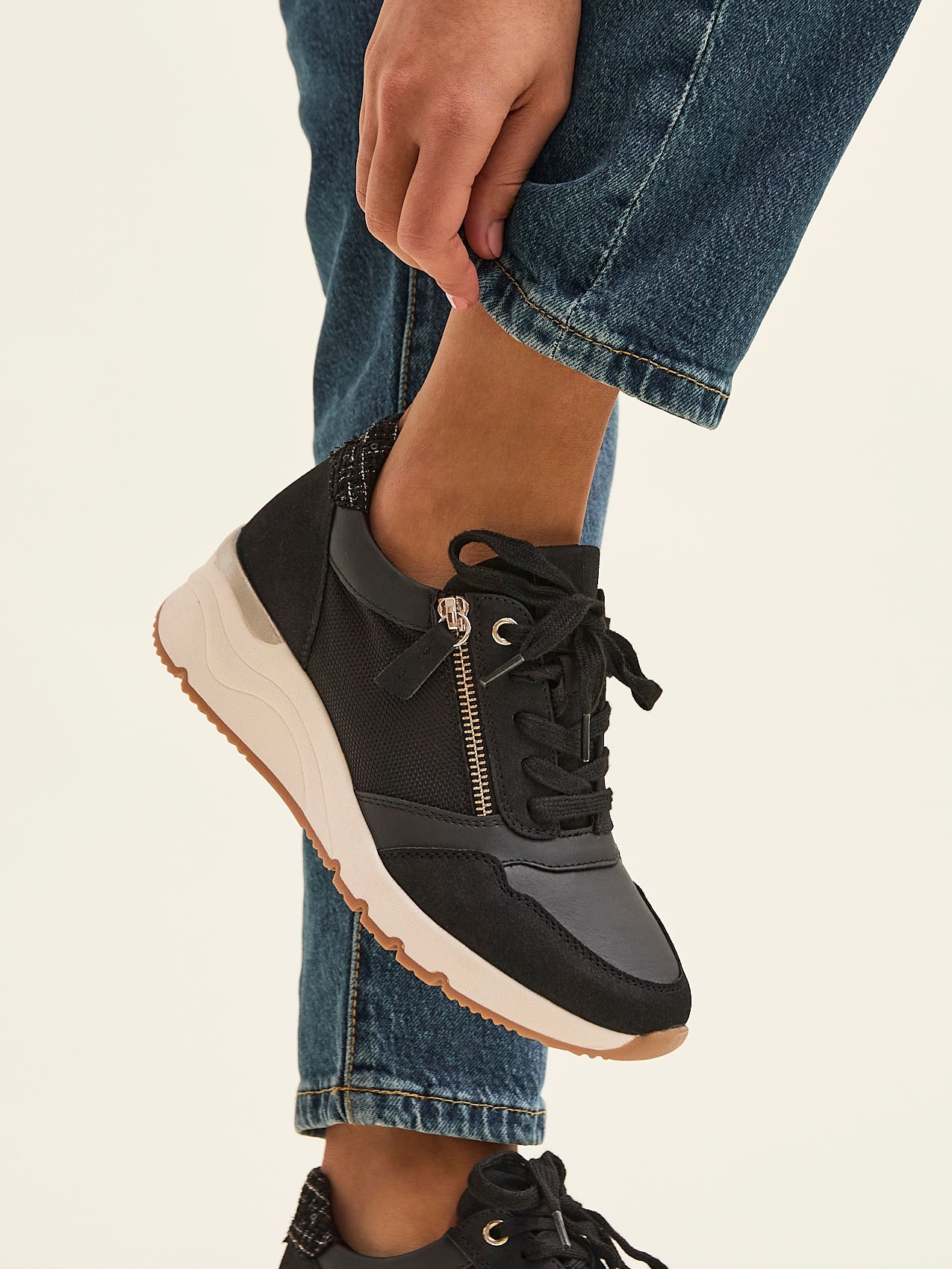 Luca Black Wedge Trainers