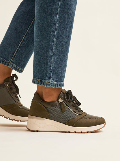 Luca Khaki Wedge Trainers