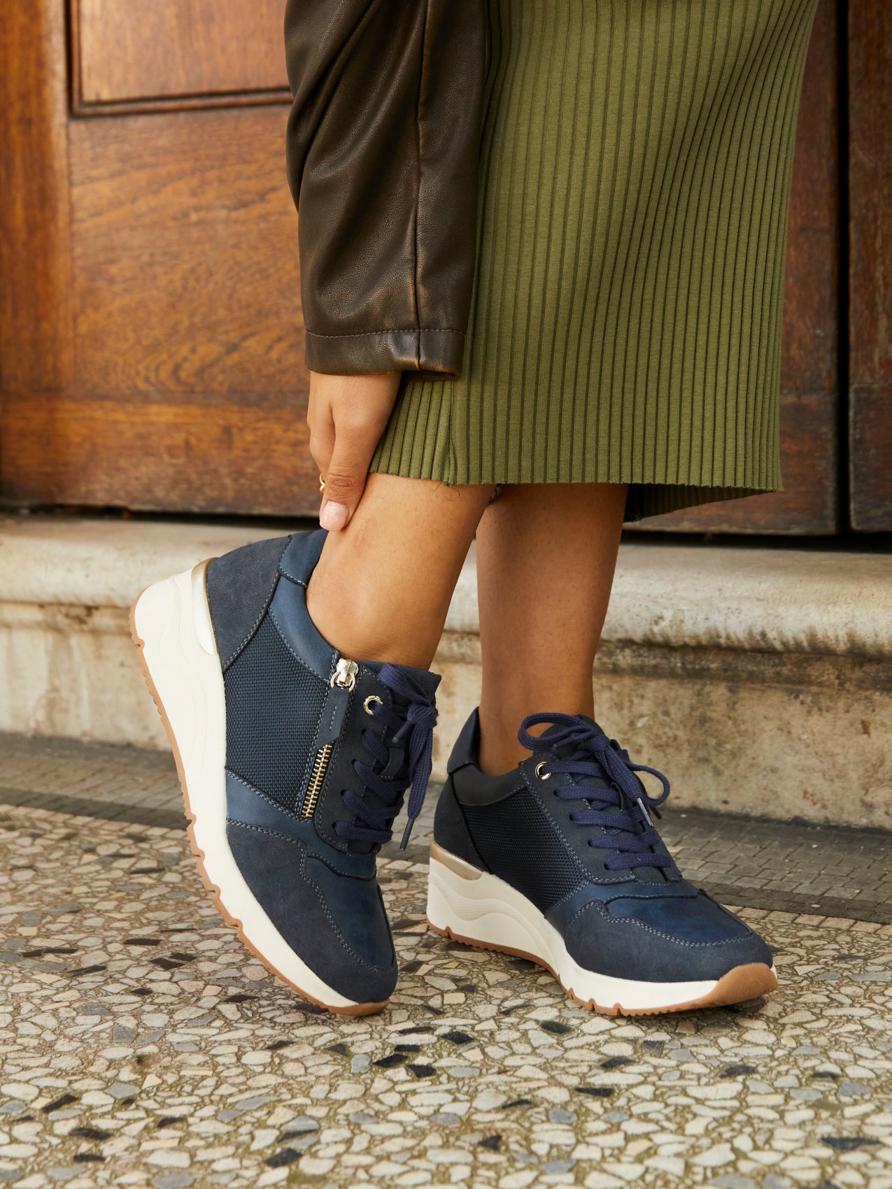 Luca Navy Wedge Trainers