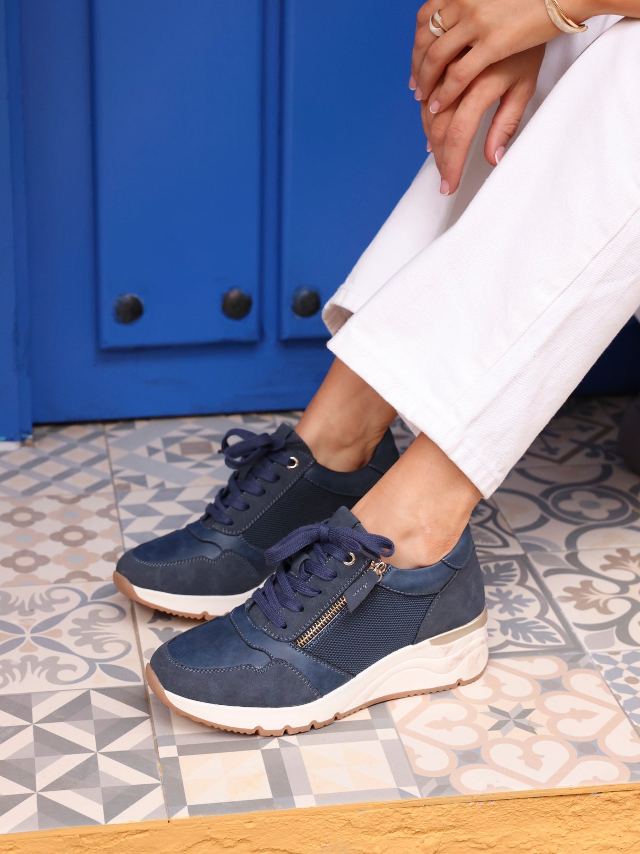 Luca Navy Wedge Trainers
