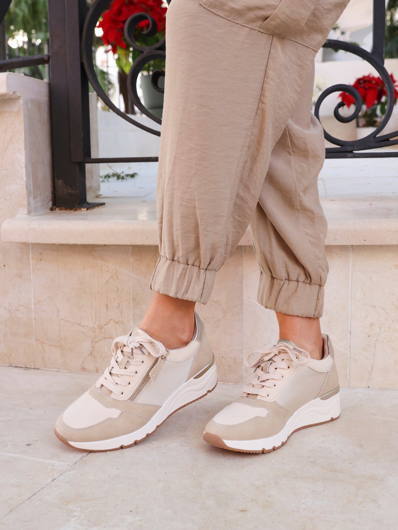 Luca Nude Wedge Trainers